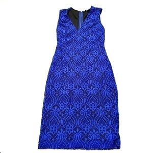 Forever 21 blue lace bodycon v-neck mini dress size small